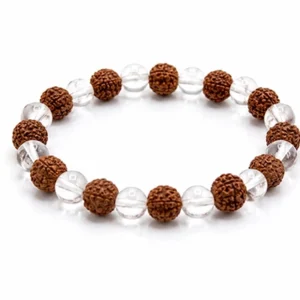Crystal  + Rudraksh Bracelet Gol Dana